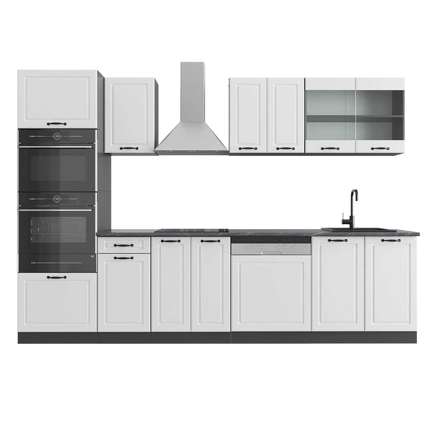 Vicco Küchenzeile R-Line Anthrazit Landhaus/Weiß, 300 günstig online kaufen