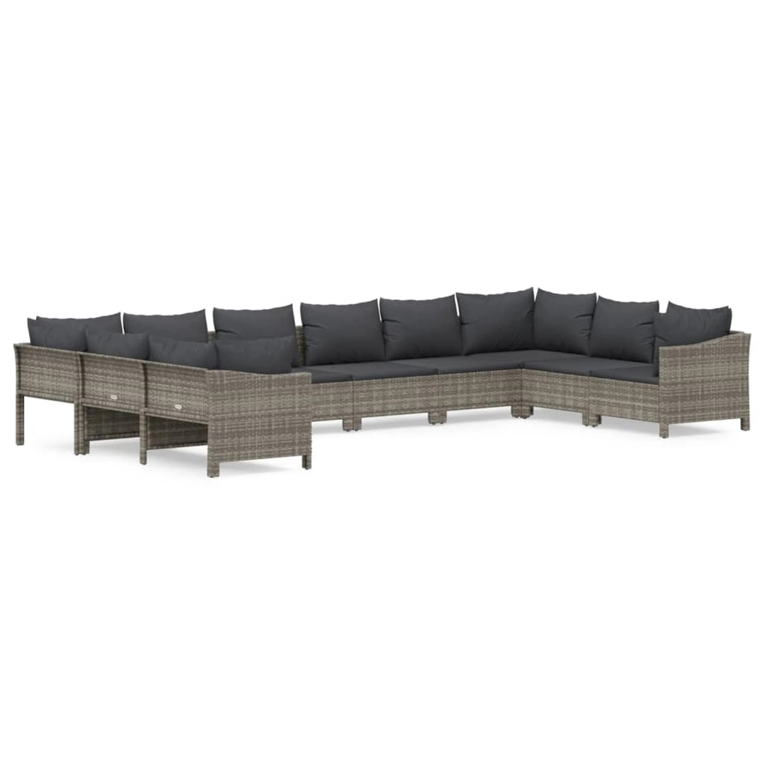 vidaXL 10-Tlg Garten-Lounge-Set mit Kissen Grau Poly Rattan 3187306 günstig online kaufen