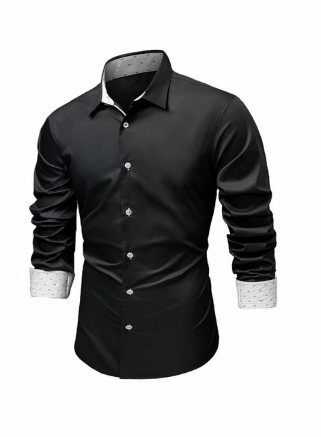 JMIERR Businesshemd Langarm Business Hemden Regular Fit Freizeithemd Schwar günstig online kaufen