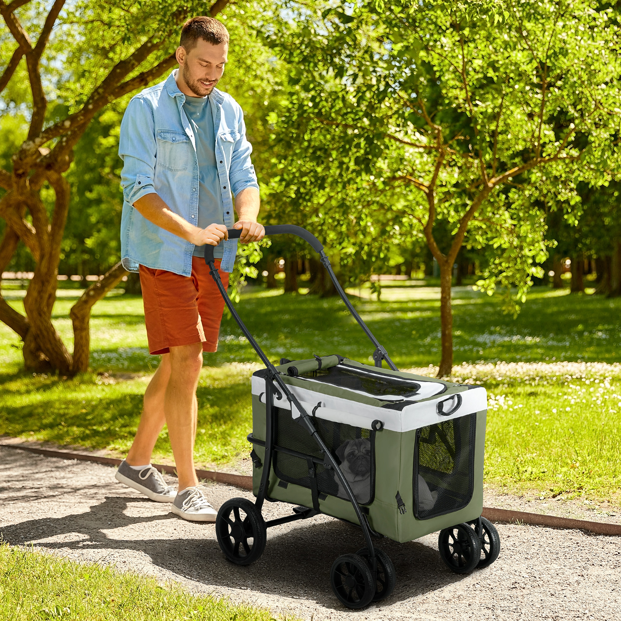 PawHut 2 in 1 Hundewagen Hundebuggy klappbar für Hunde & Katzen bis 10 kg K günstig online kaufen