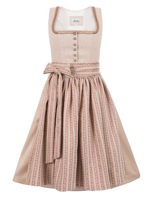 Trachten24.de Dirndl Midi Dirndl Judith beige-rose (2-tlg) Rockteil 70cm günstig online kaufen