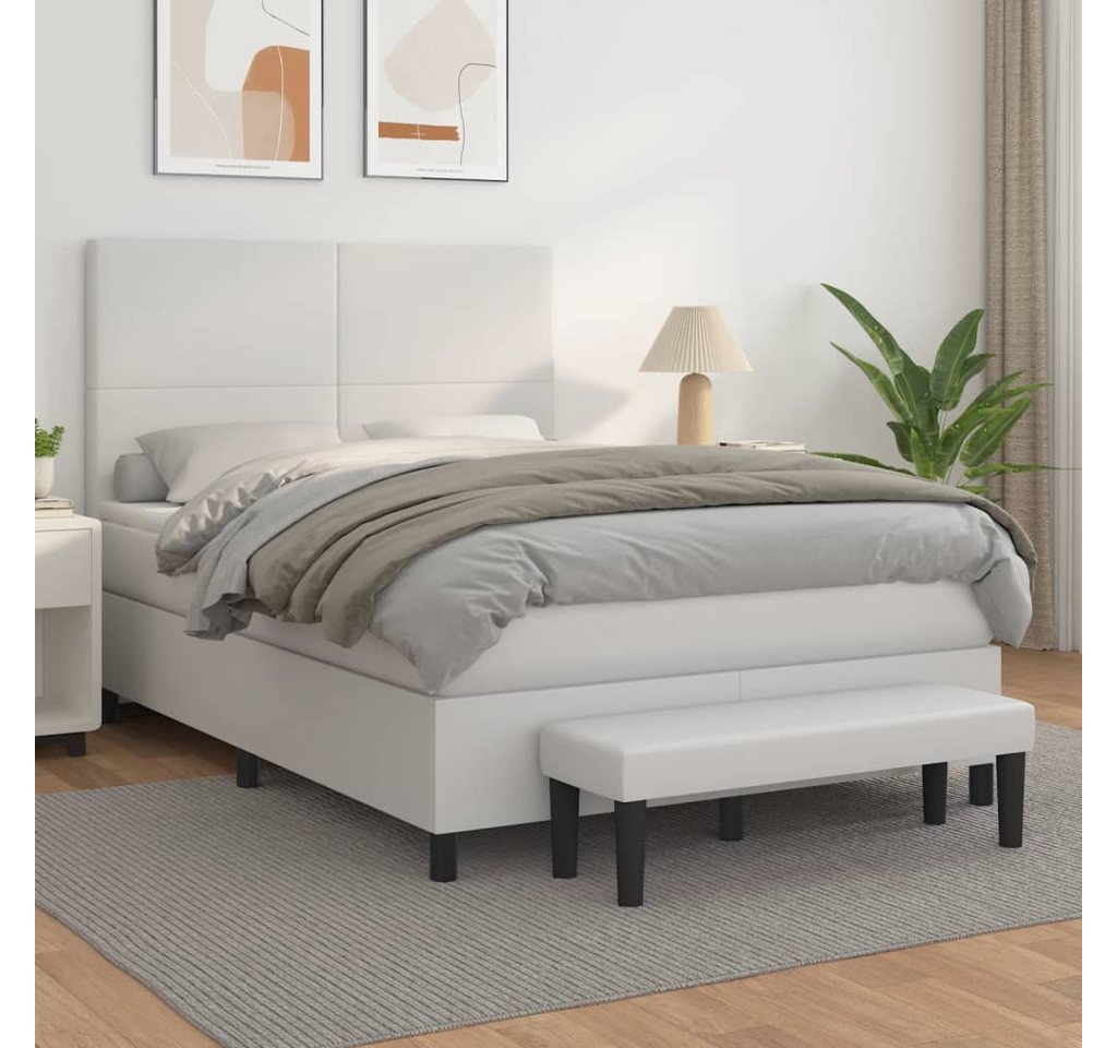 vidaXL Boxspringbett Boxspringbett mit Matratze und Fusshocker Kunstleder ( günstig online kaufen