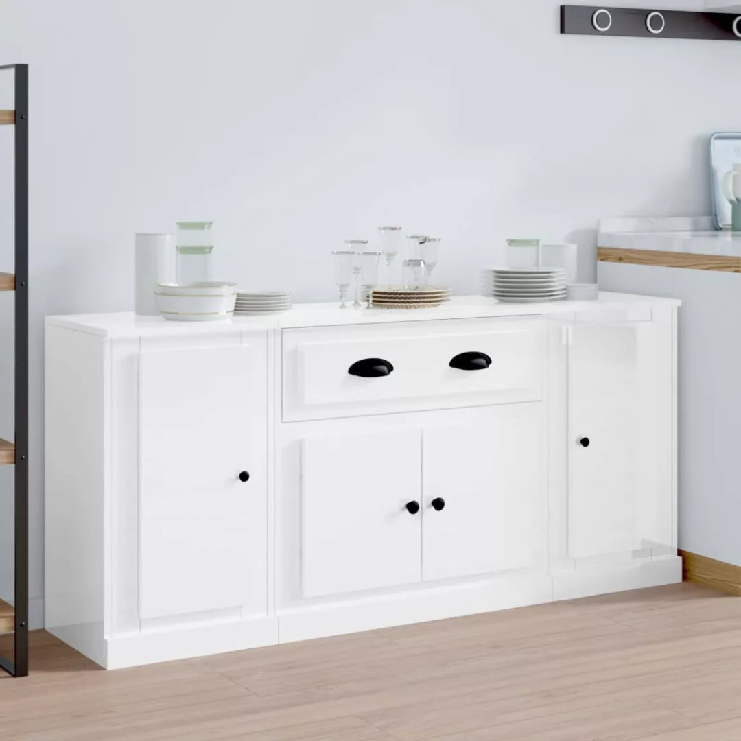 Vidaxl Sideboards 3 Stk. Hochglanz-weiß Holzwerkstoff günstig online kaufen