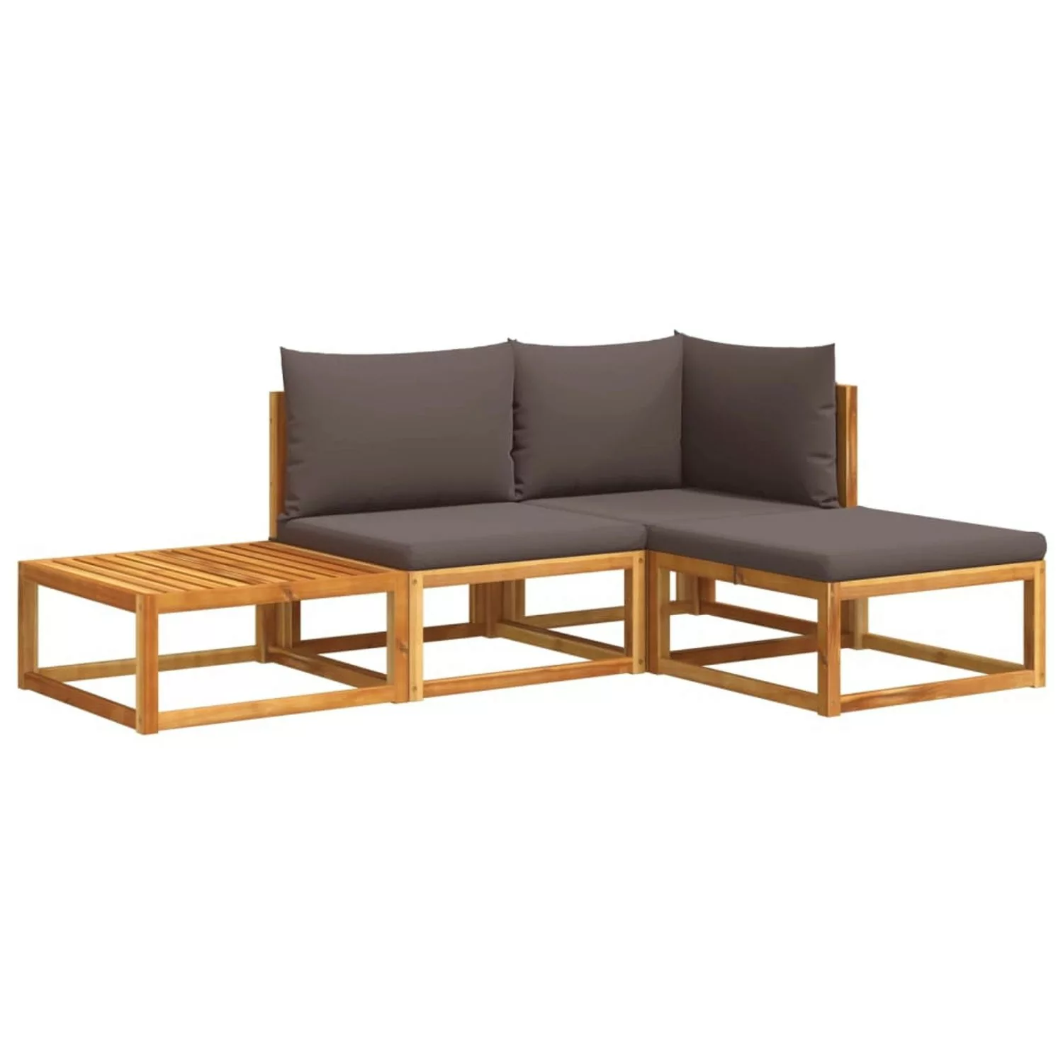 vidaXL Loungesofa 4-tlg. Garten-Sofagarnitur mit Kissen Massivholz Akazie, günstig online kaufen