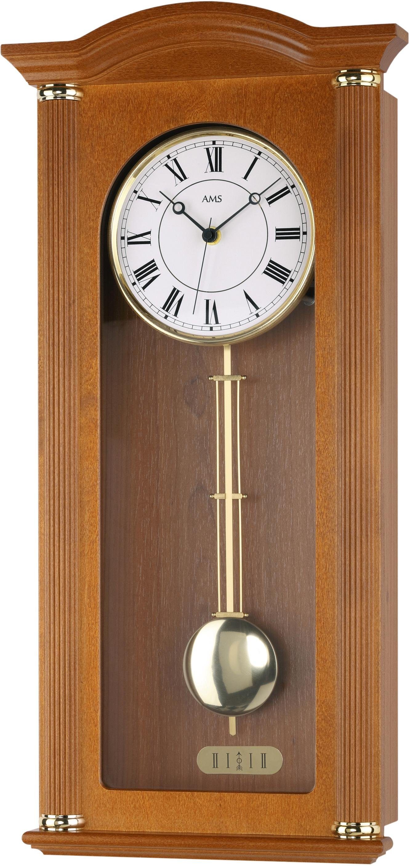 AMS Funk-Pendelwanduhr F5014/9 (Quarzuhr, Holz-/Glasgehäuse, Erle günstig online kaufen