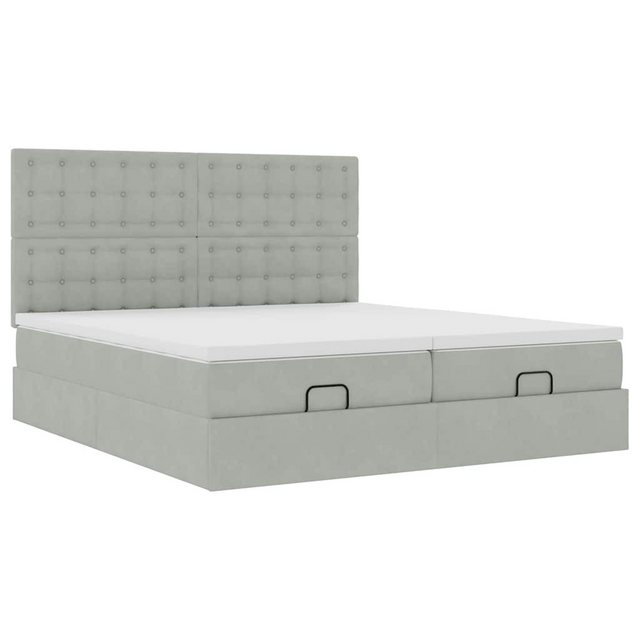 vidaXL Bett Ottoman-Bett mit Matratzen & LEDs Hellgrau 160x200 cm Samt günstig online kaufen