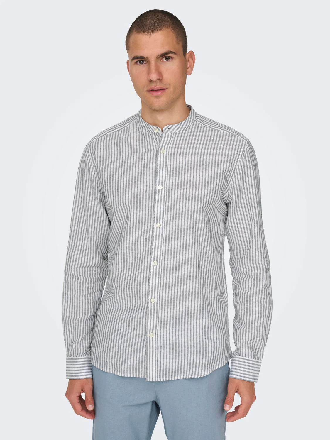 ONLY & SONS Langarmhemd ONSCAIDEN LS MAO STRIPE LINEN SHIRT NOOS günstig online kaufen