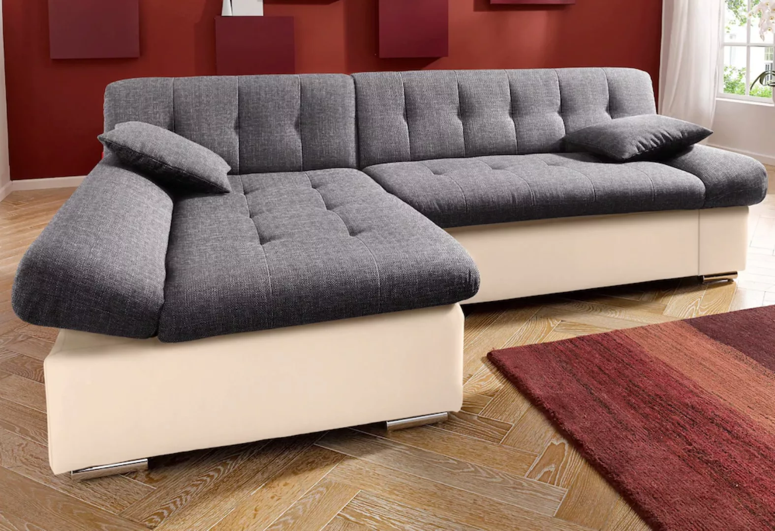 TRENDMANUFAKTUR Ecksofa "Reggae, modern und bequem, aktueller Materialmix, günstig online kaufen