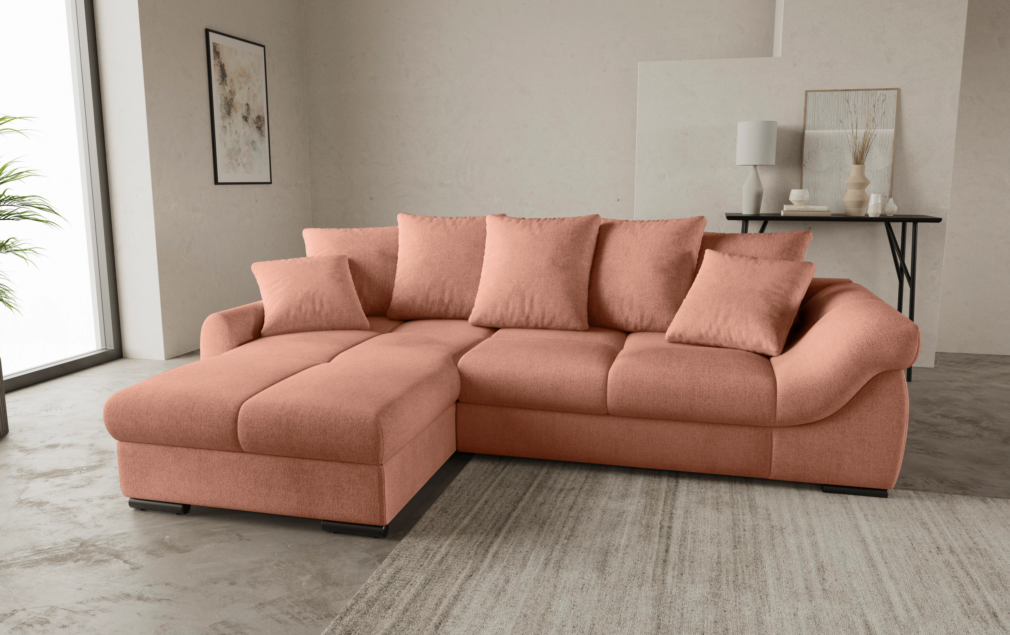 INOSIGN Ecksofa "Livorno", inkl. Hochschläfer-Bettauszug, XL-Bettkasten wei günstig online kaufen