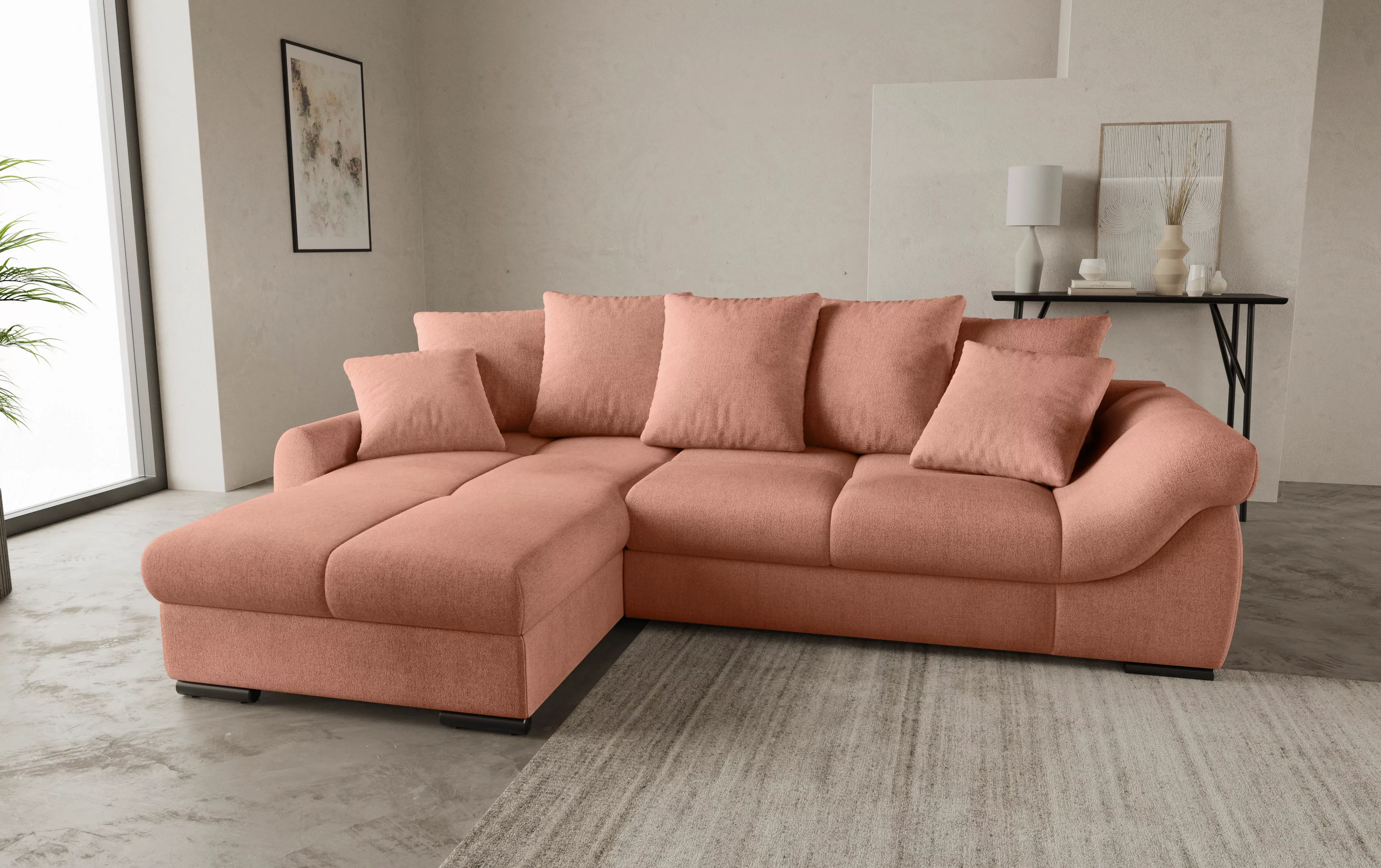 Mr. Couch Ecksofa "Livorno L-Form", inkl. Hochschläfer-Bettauszug, XL-Bettk günstig online kaufen