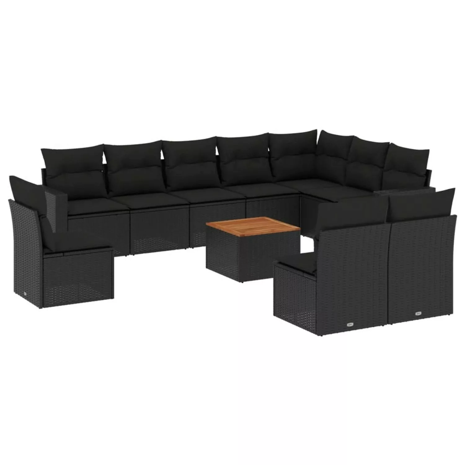 vidaXL 11-tlg Garten-Sofagarnitur mit Kissen Schwarz Poly Rattan Modell 90 günstig online kaufen