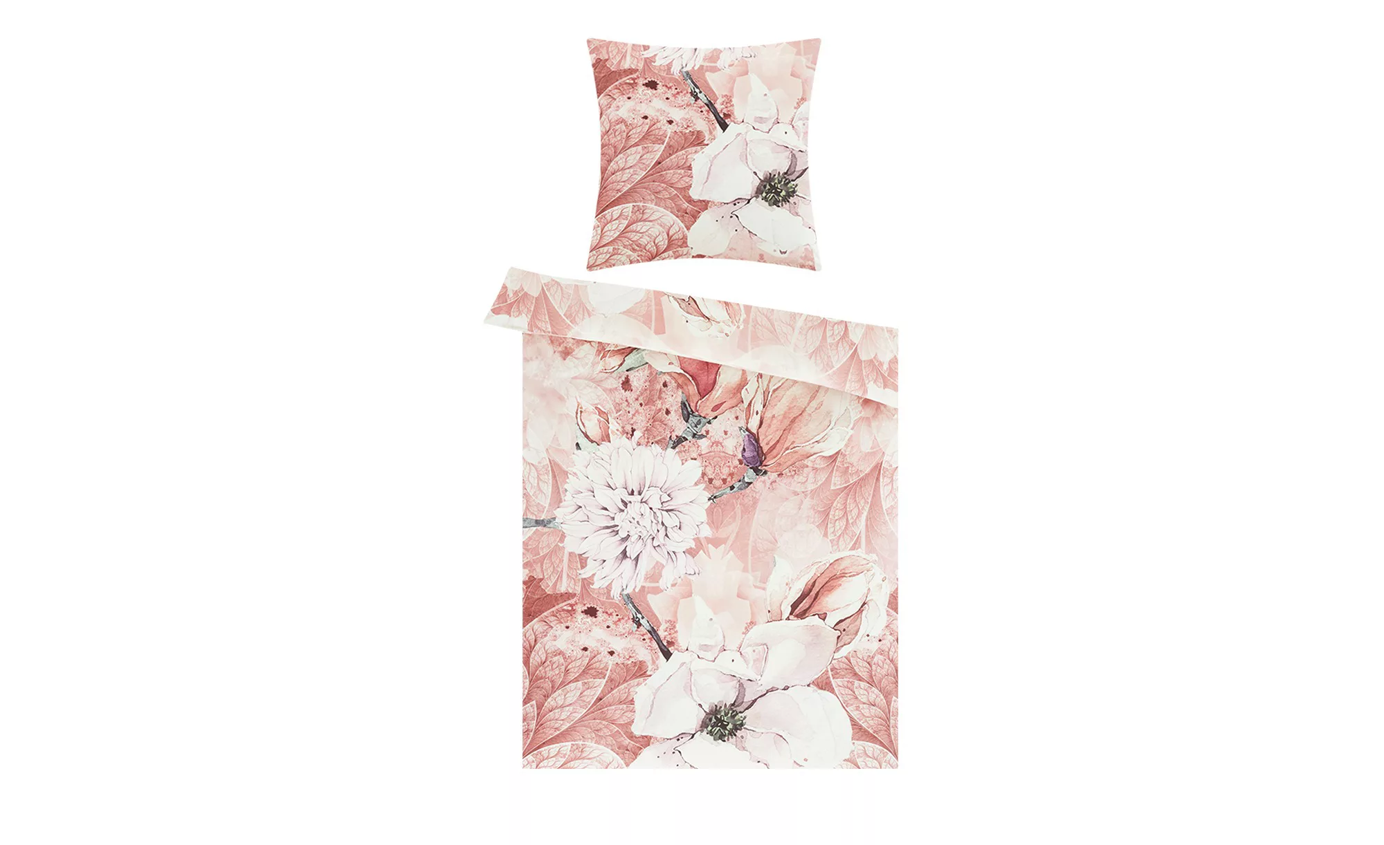 AURO Satin Bettwäsche  Floral ¦ rosa/pink ¦ 100% Baumwolle      ¦ Maße (cm) günstig online kaufen