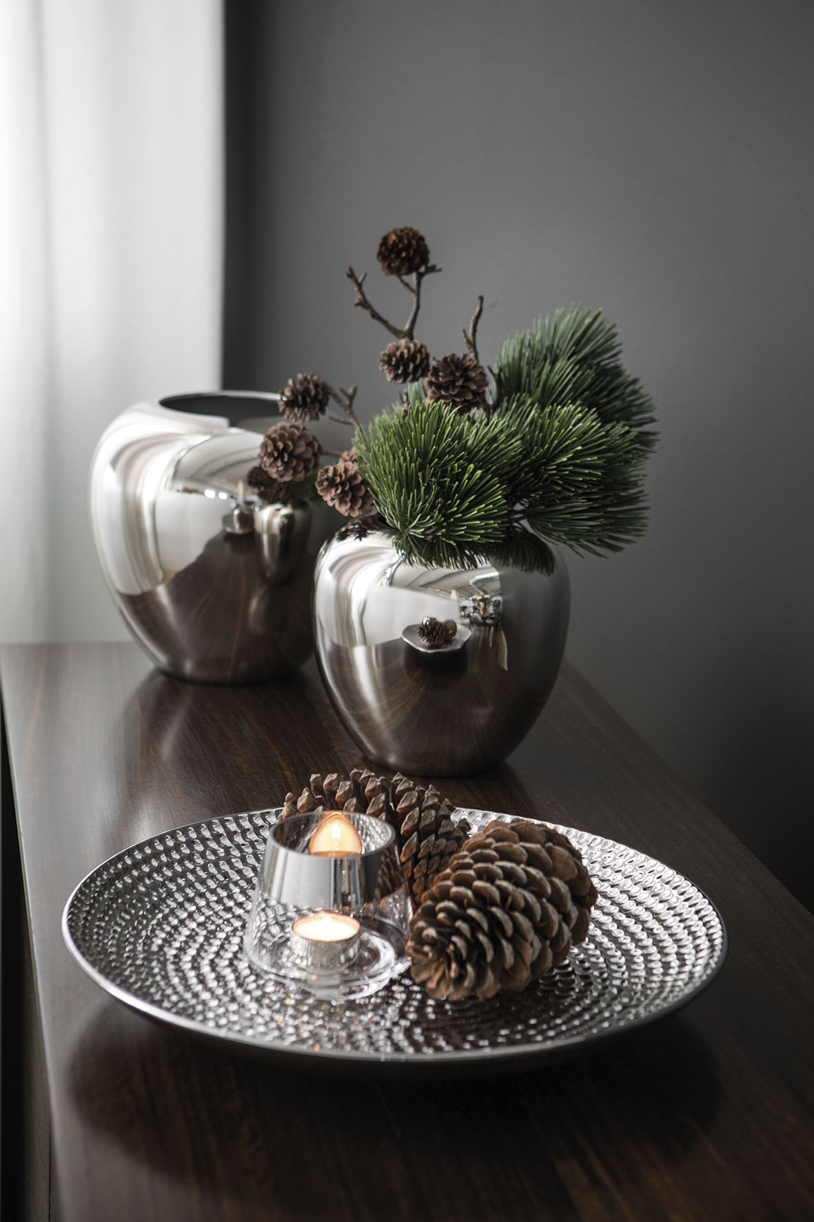LOSONE Vase silber glänzend L - Höhe 25 cm, Durchmesser 25 cm günstig online kaufen