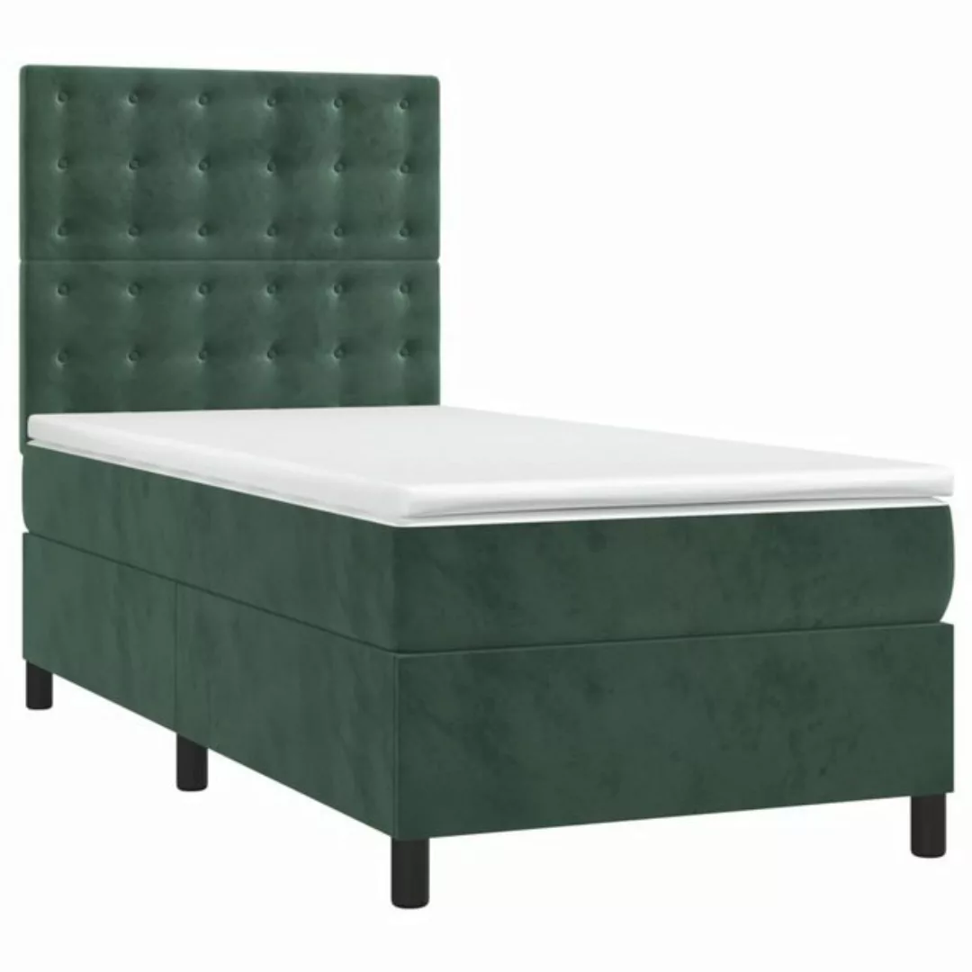 vidaXL Bett Boxspringbett mit Matratze Dunkelgrün 80x200 cm Samt günstig online kaufen