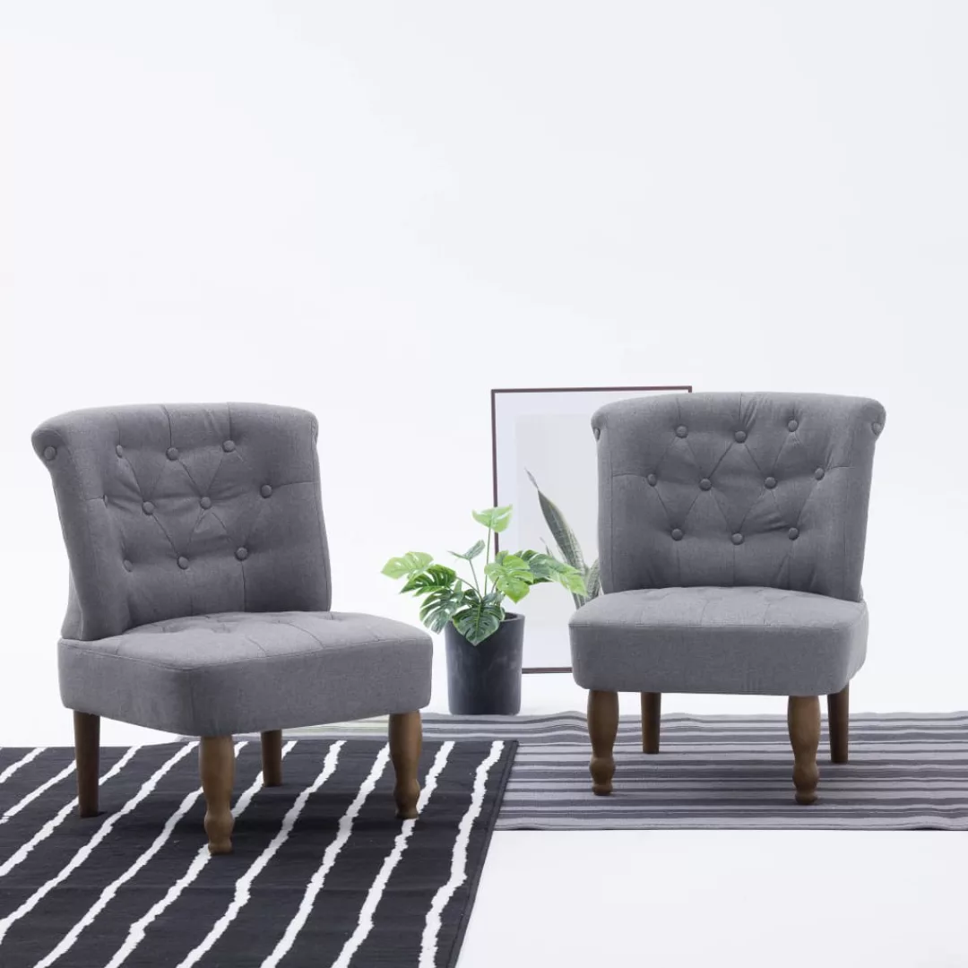 Französische Stühle 2 Stk. Hellgrau Stoff günstig online kaufen