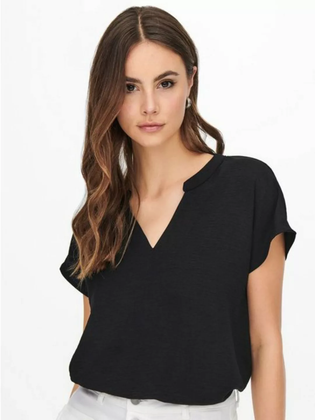 JACQUELINE de YONG Blusenshirt Einfarbige Kurzarm Bluse V-Ausschnitt Blusen günstig online kaufen