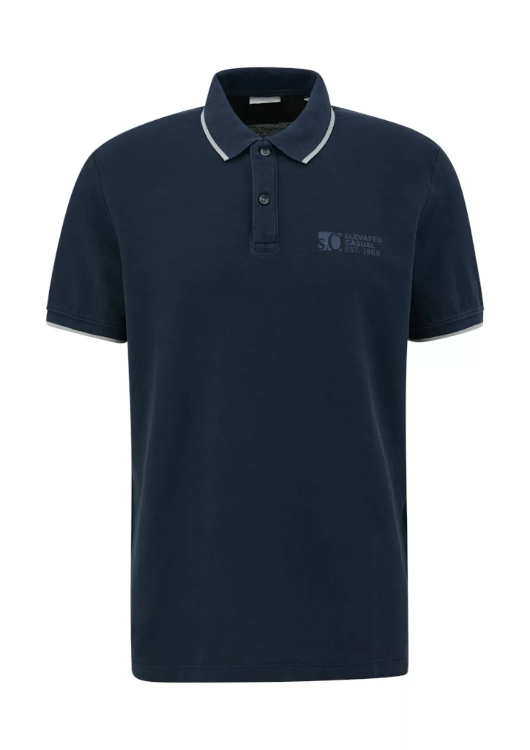 s.Oliver Kurzarmshirt Poloshirt mit Piquêstruktur und Logo-Print Streifen-D günstig online kaufen