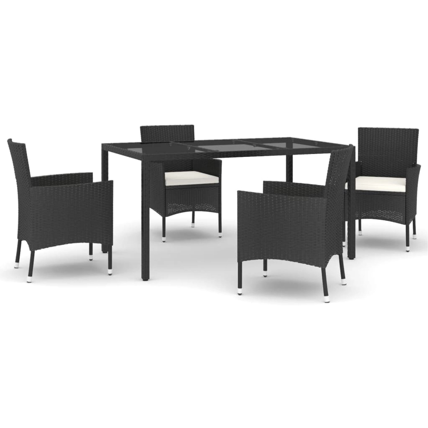vidaXL 5-Tlg Garten-Essgruppe mit Kissen Schwarz Poly Rattan 3187318 günstig online kaufen
