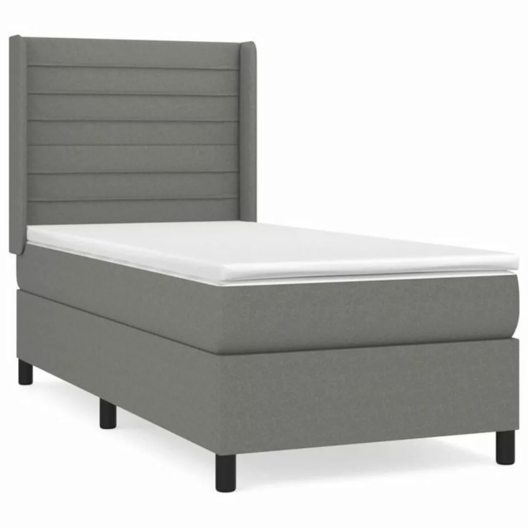 furnicato Bett Boxspringbett mit Matratze Dunkelgrau 90x190 cm Stoff (1-tlg günstig online kaufen