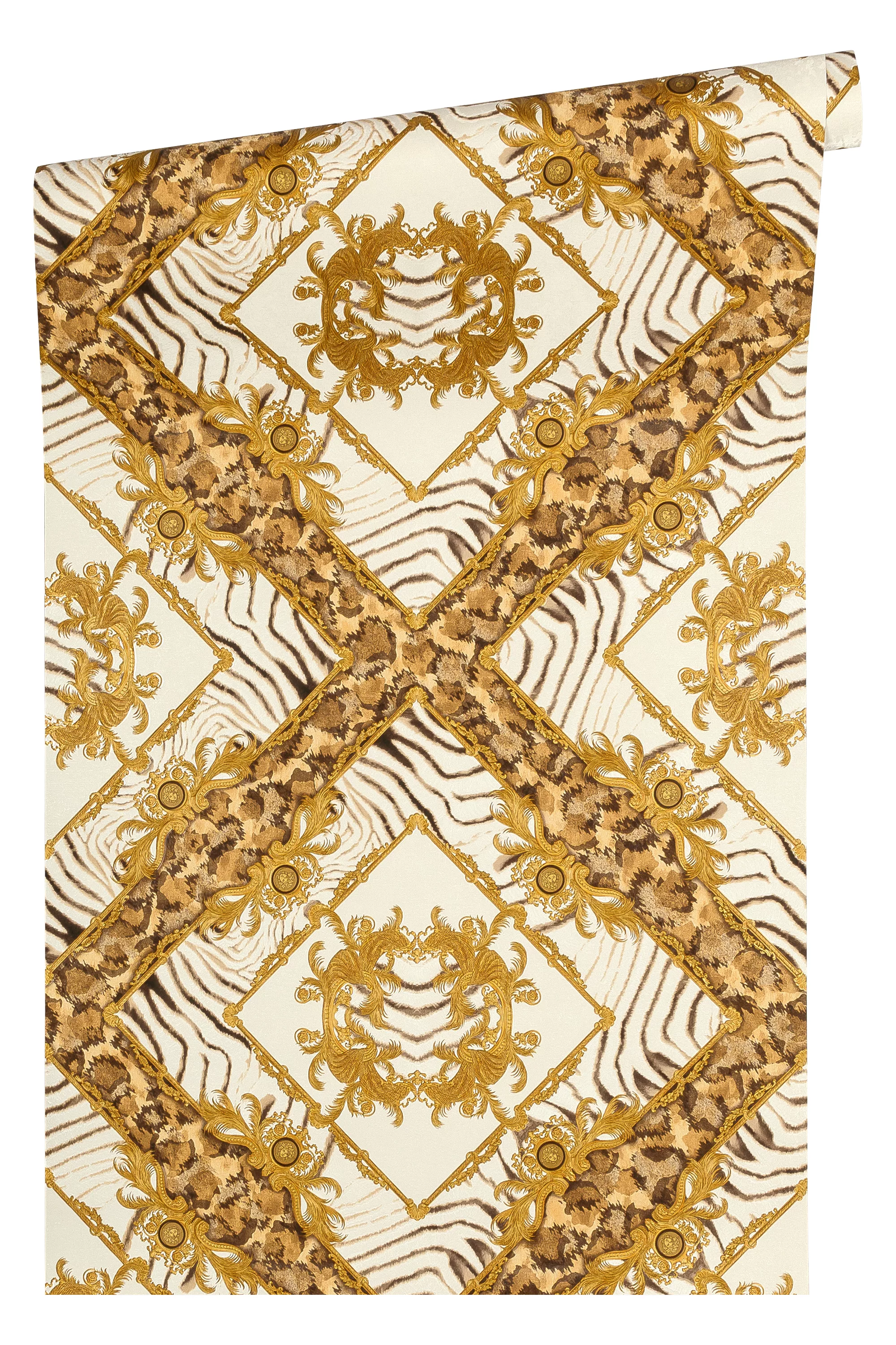 Metallic Mustertapete Versace wallpaper Versace 3 Vasmara in Beige Creme Me günstig online kaufen