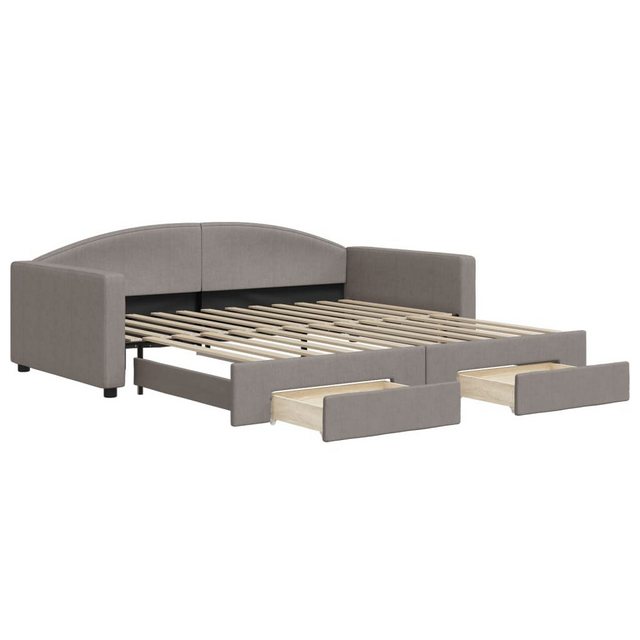 vidaXL Bett Tagesbett Ausziehbar mit Schubladen Taupe 100x200 cm Stoff günstig online kaufen