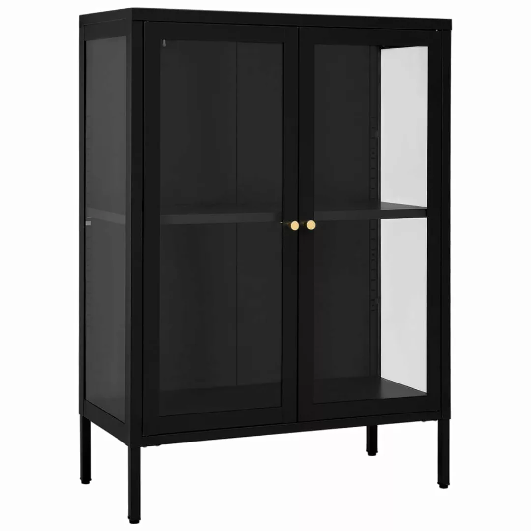 Sideboard Schwarz 75x35x105 Cm Stahl Und Glas günstig online kaufen