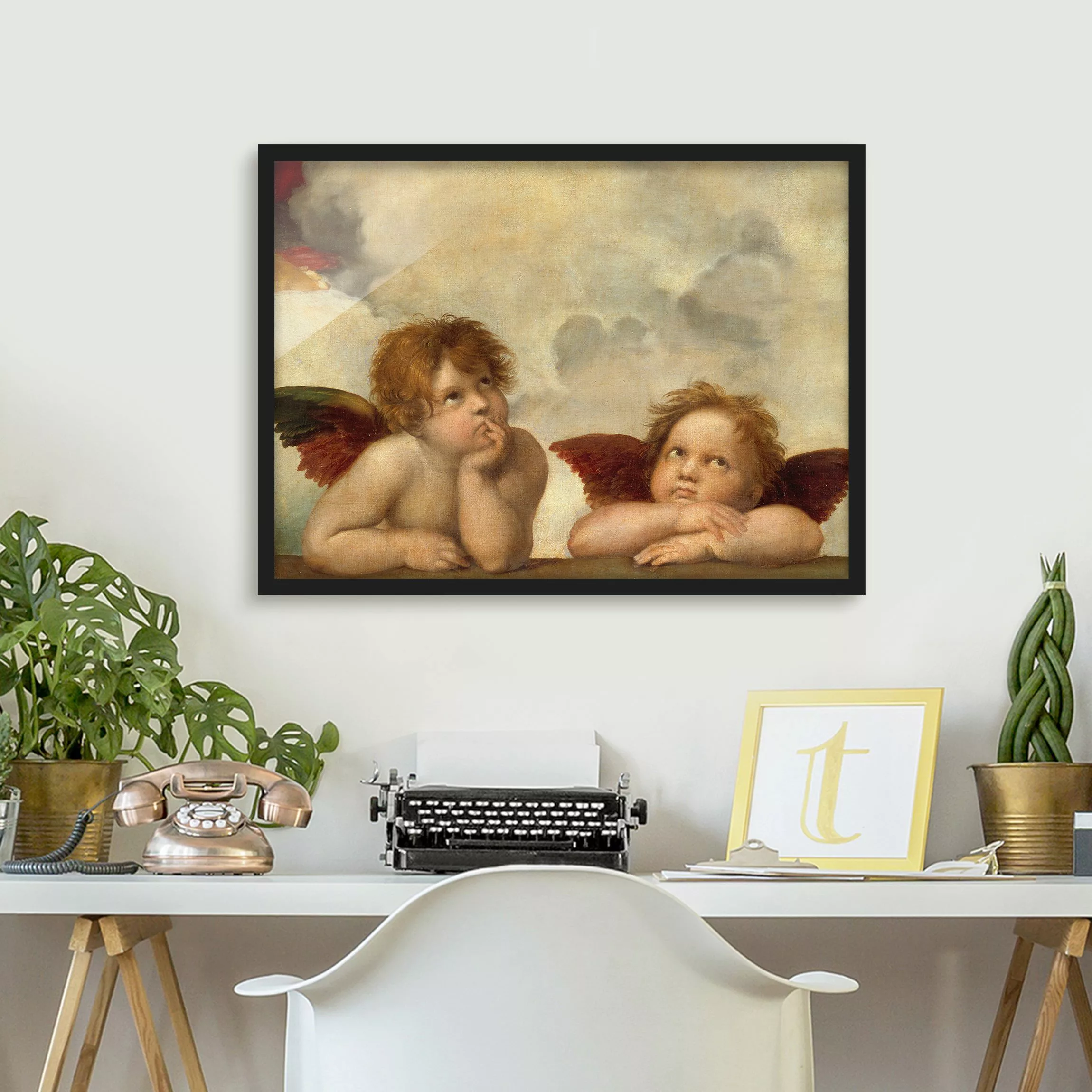 Bild mit Rahmen Kunstdruck - Querformat Raffael - Zwei Engel günstig online kaufen