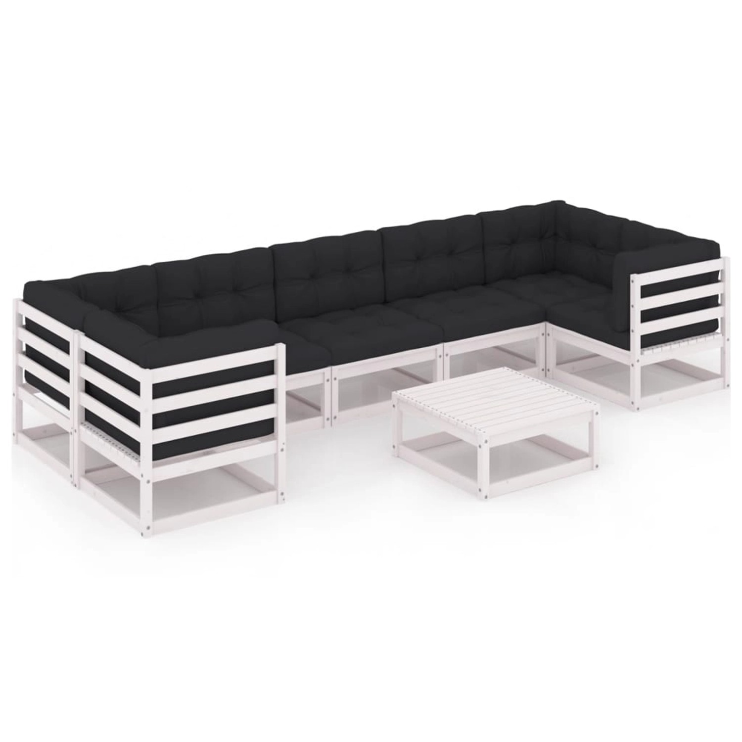 8-tlg. Garten-lounge-set Mit Kissen Weiß Kiefer Massivholz günstig online kaufen