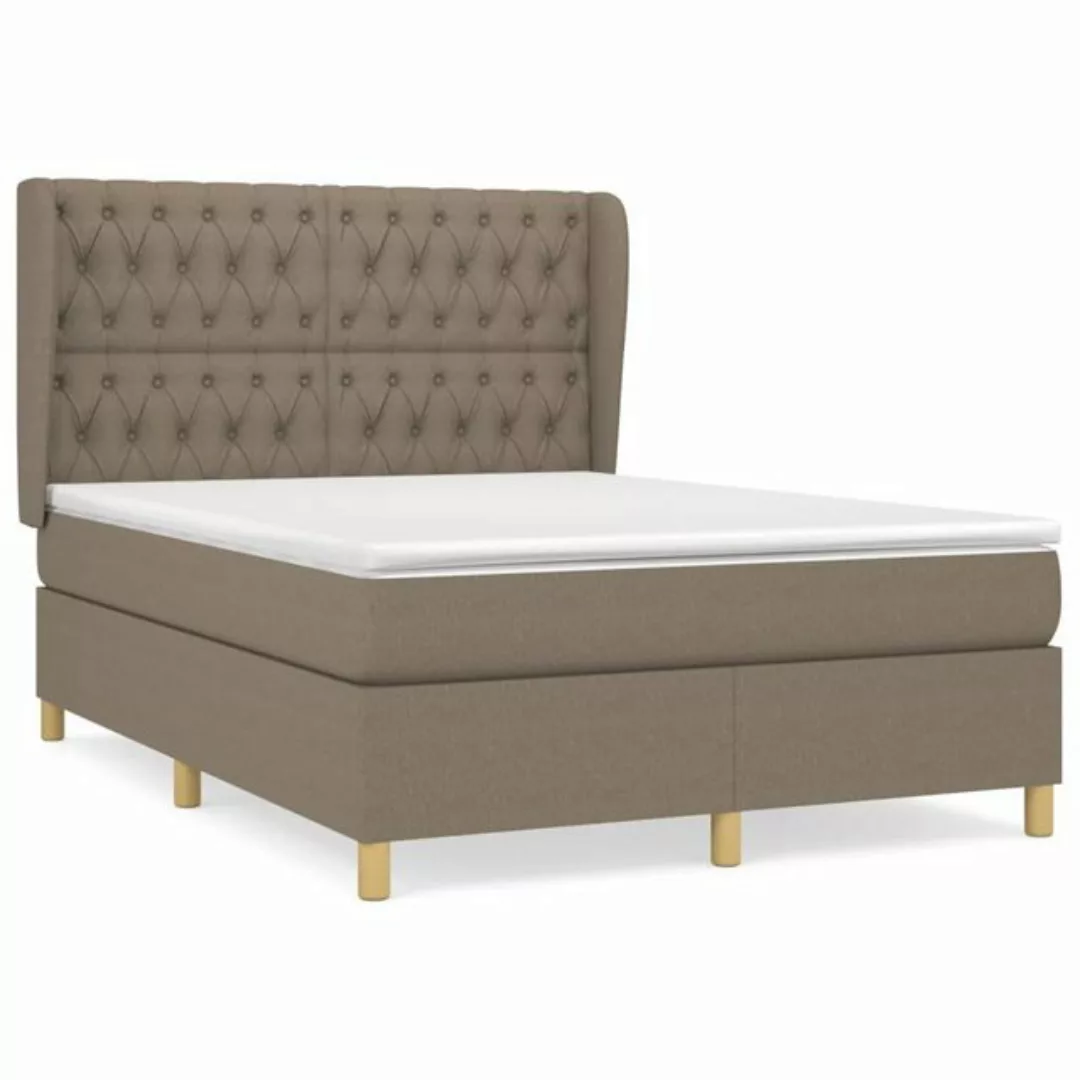 vidaXL Boxspringbett Boxspringbett mit Matratze Taupe 140x200 cm Stoff Bett günstig online kaufen