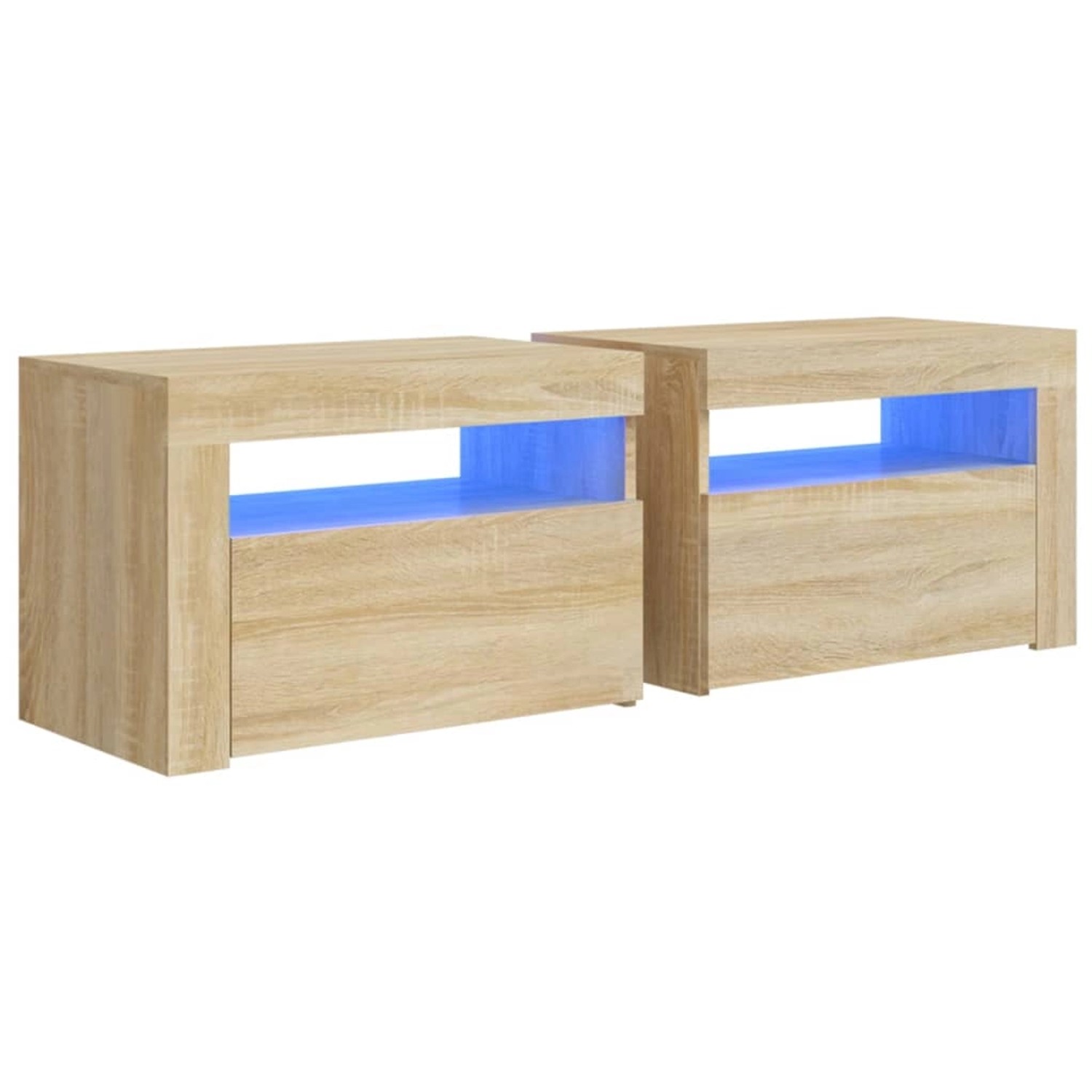 Vidaxl Nachttische 2 Stk. Mit Leds Sonoma-eiche 60x35x40 Cm günstig online kaufen