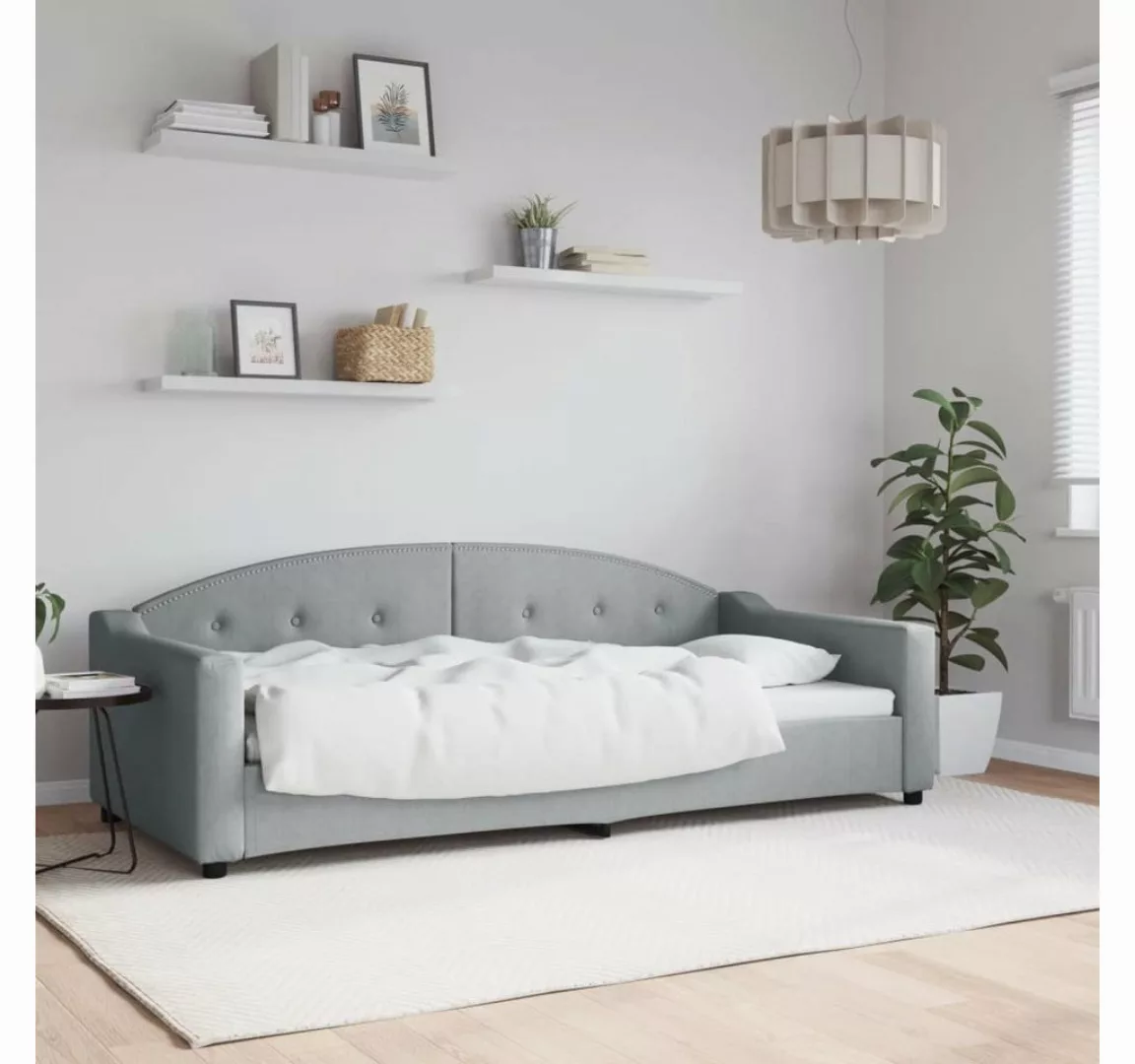 furnicato Bett Tagesbett Hellgrau 90x200 cm Stoff (1-tlg) günstig online kaufen