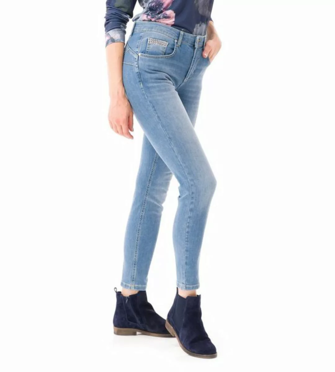 Christian Materne Röhrenjeans Push-up-Jeans figurbetont mit Nietenverzierun günstig online kaufen