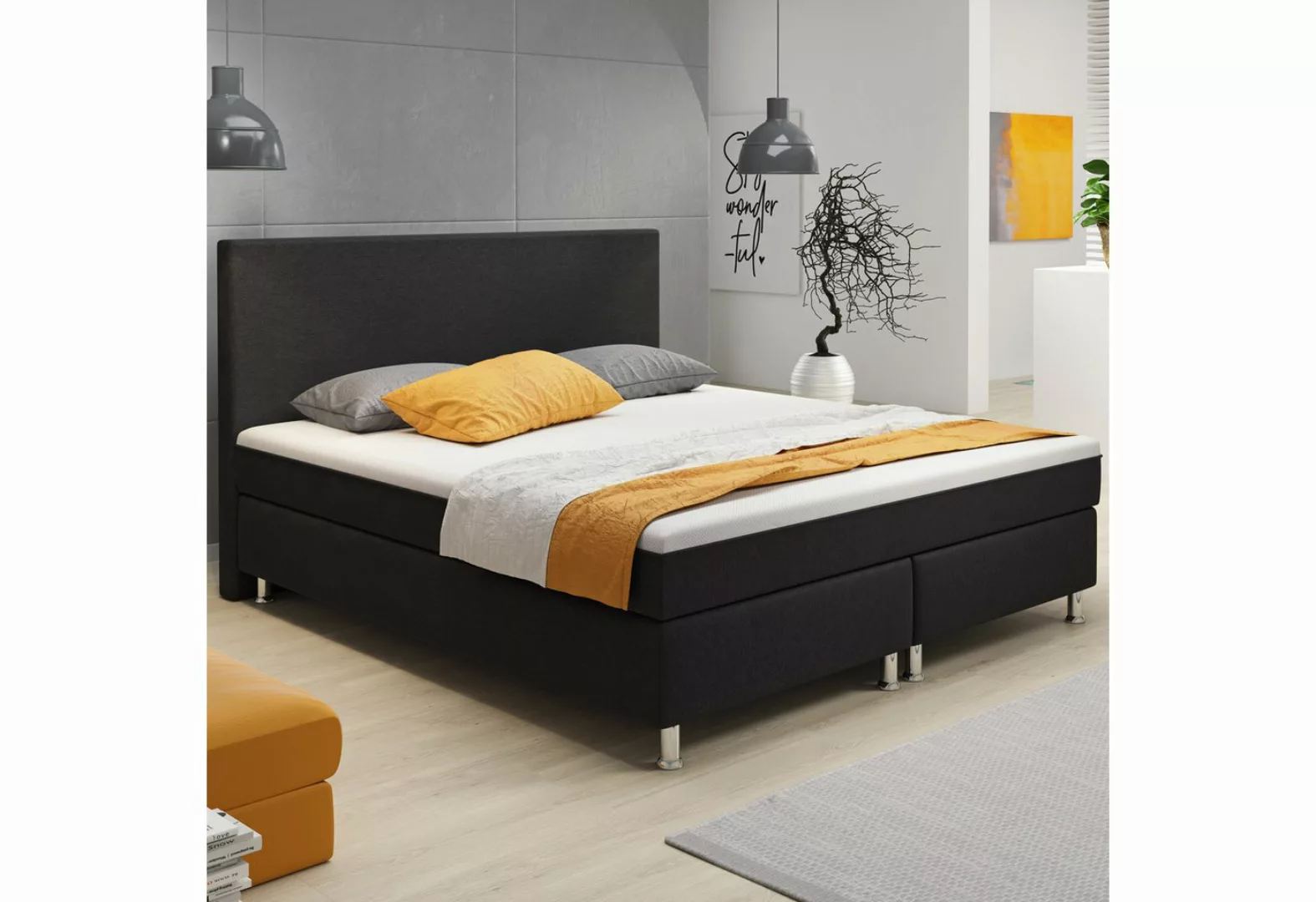 inter Boxspringbett Berlin 180x200 cm Doppelbett mit intergriertem Topper ( günstig online kaufen