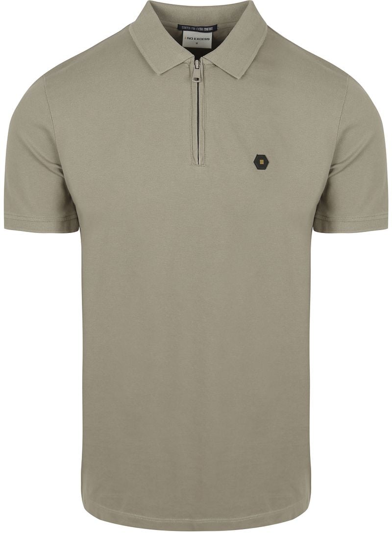 No Excess Half Zip Poloshirt Piqué Grün - Größe 3XL günstig online kaufen
