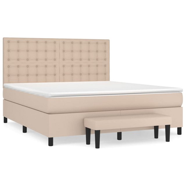 vidaXL Boxspringbett Boxspringbett mit Matratze und Fusshocker Kunstleder ( günstig online kaufen