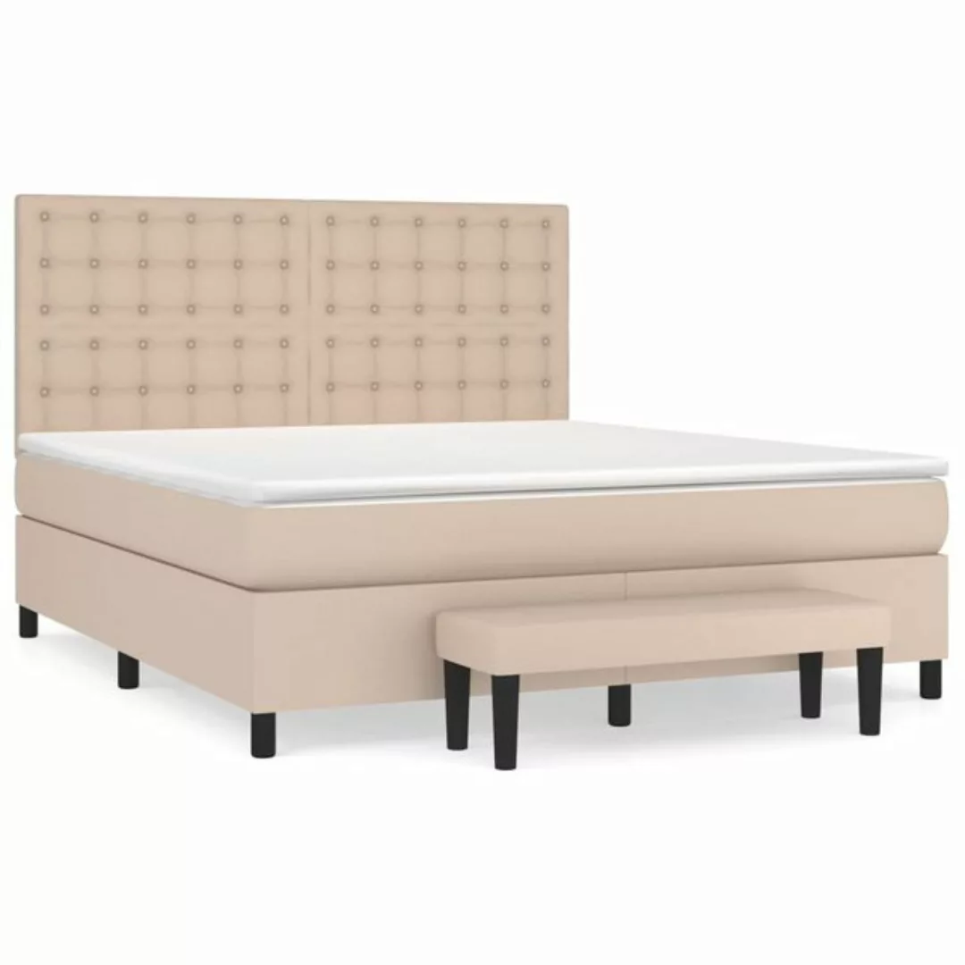 vidaXL Boxspringbett Boxspringbett mit Matratze und Fusshocker Kunstleder ( günstig online kaufen