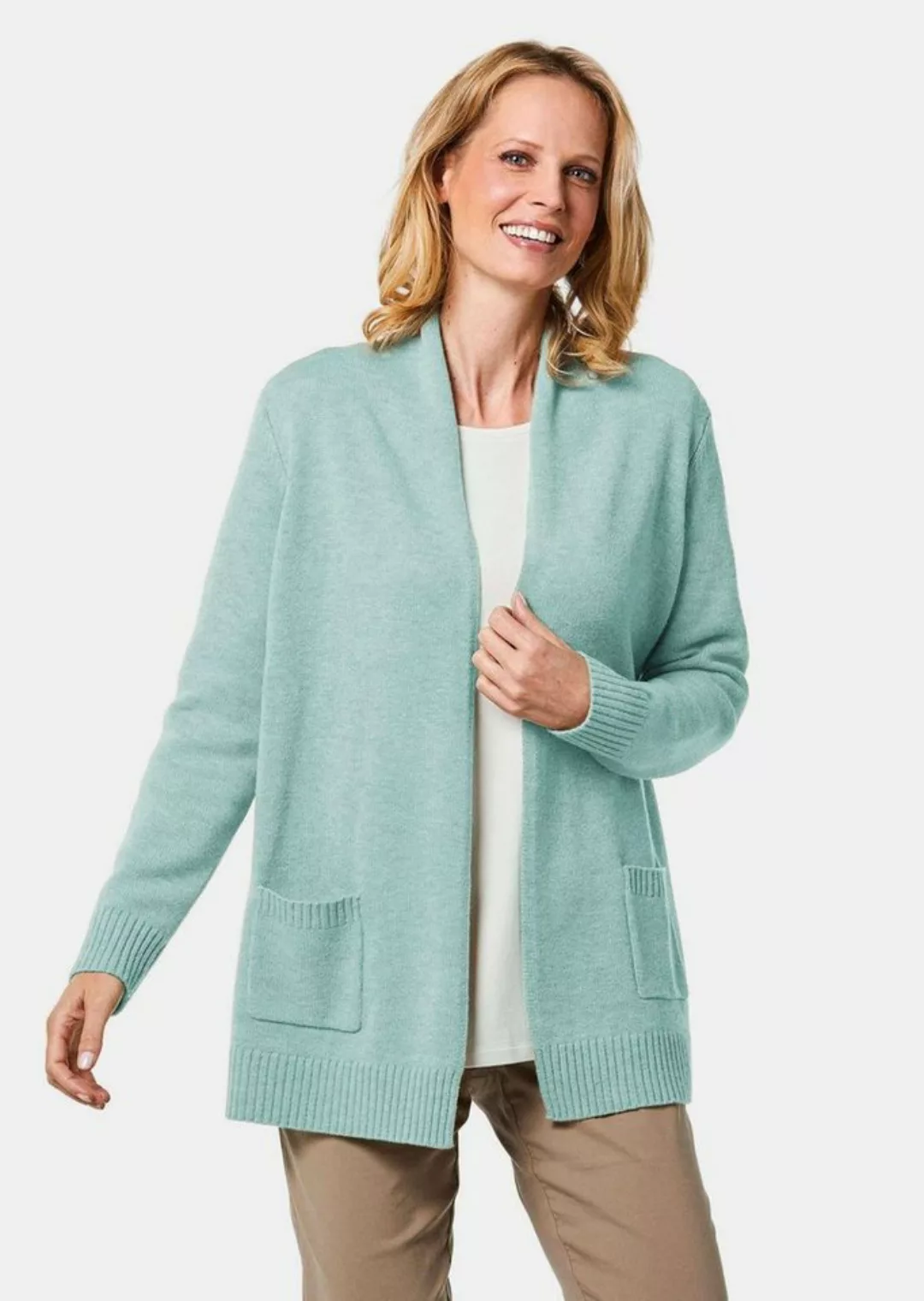 GOLDNER Strickjacke Kurzgröße: Schalkragenstrickjacke günstig online kaufen