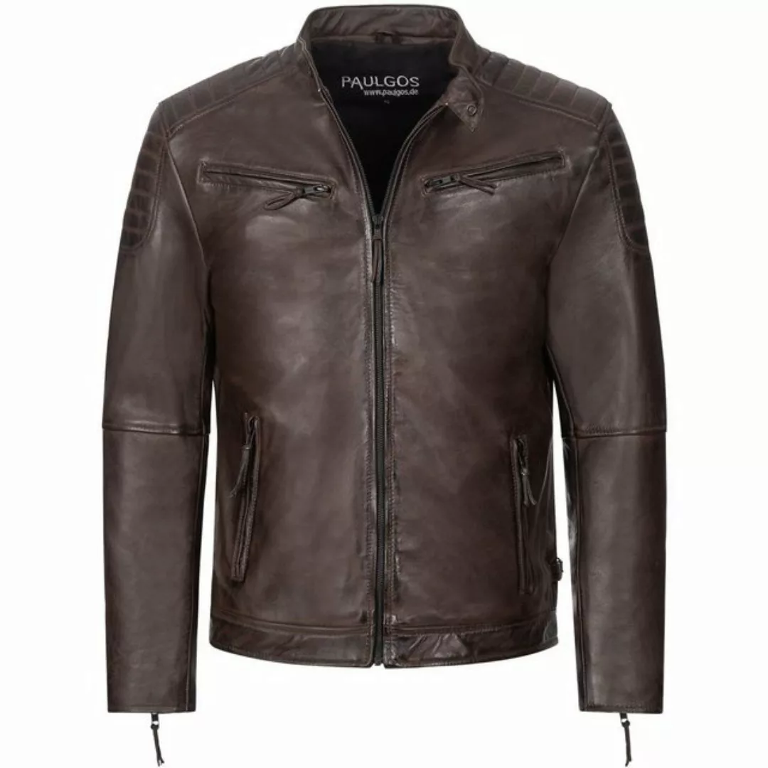 PAULGOS Lederjacke Herren Jacke Übergangsjacke Biker Look 100% Echtleder D2 günstig online kaufen