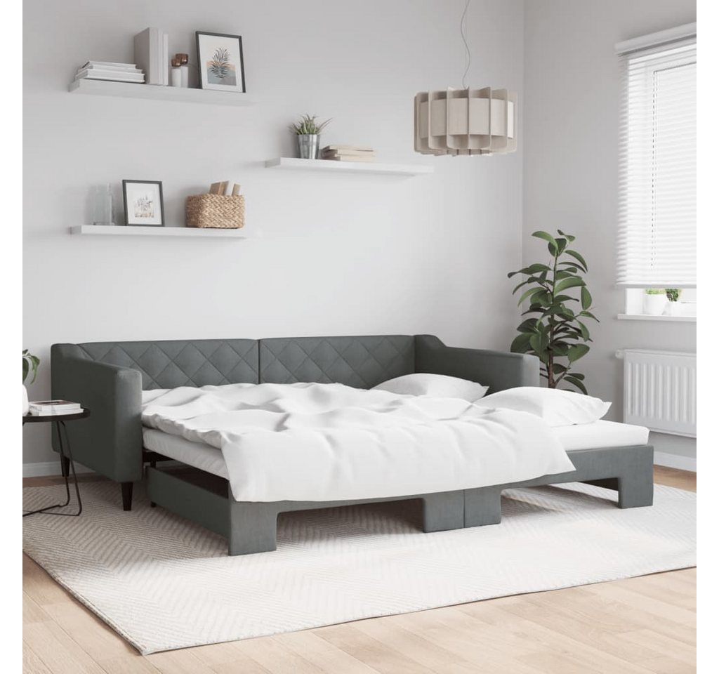 vidaXL Gästebett Gästebett Tagesbett Ausziehbar Dunkelgrau 100x200 cm Stoff günstig online kaufen