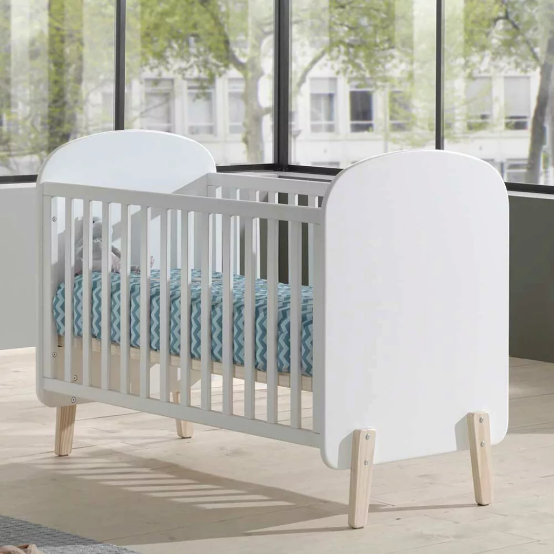 Babyzimmer Komplettset  Skandi in Weiß Kieferfarben (dreiteilig) günstig online kaufen