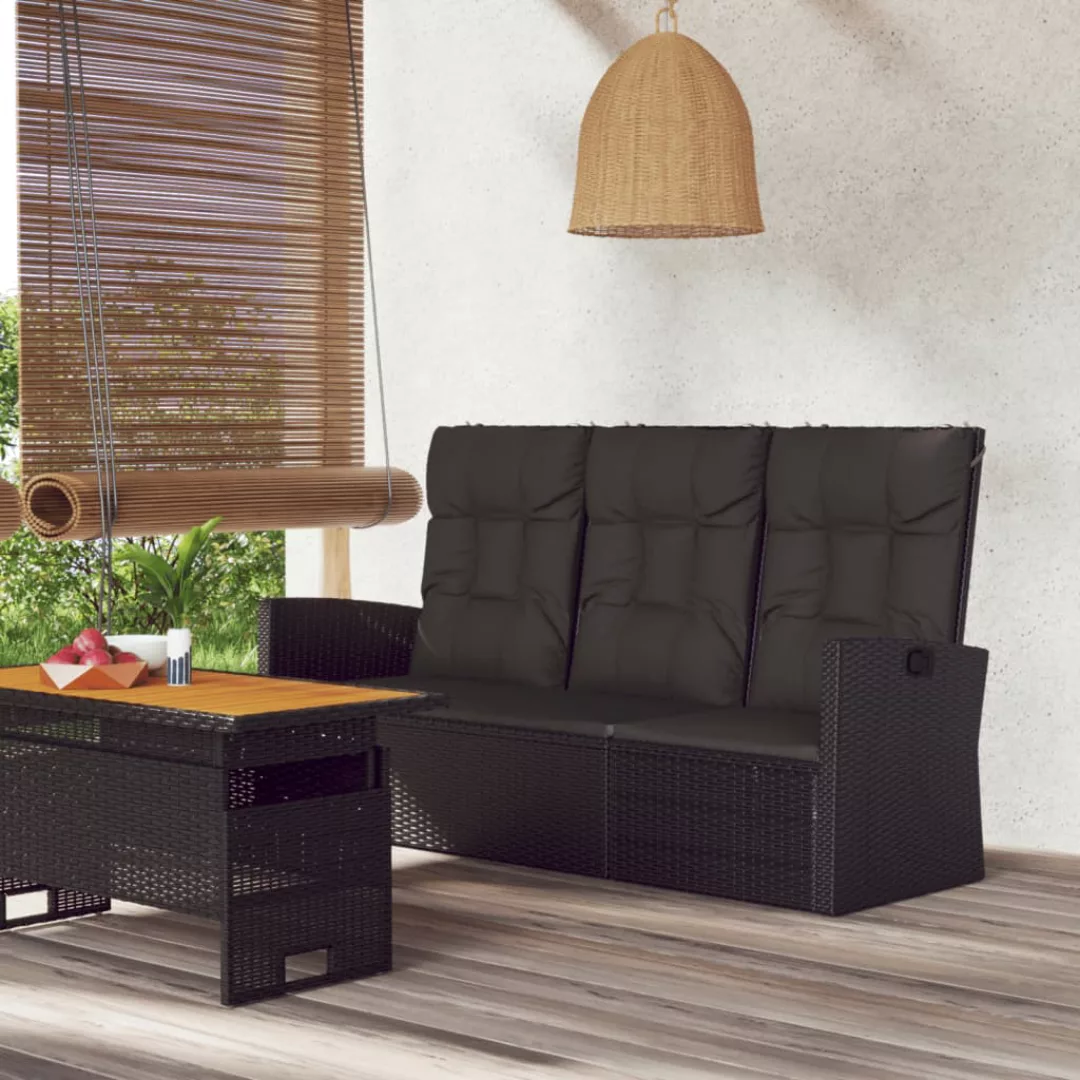 Vidaxl Gartenbank Mit Liegefunktion & Kissen Schwarz 173cm Poly Rattan günstig online kaufen