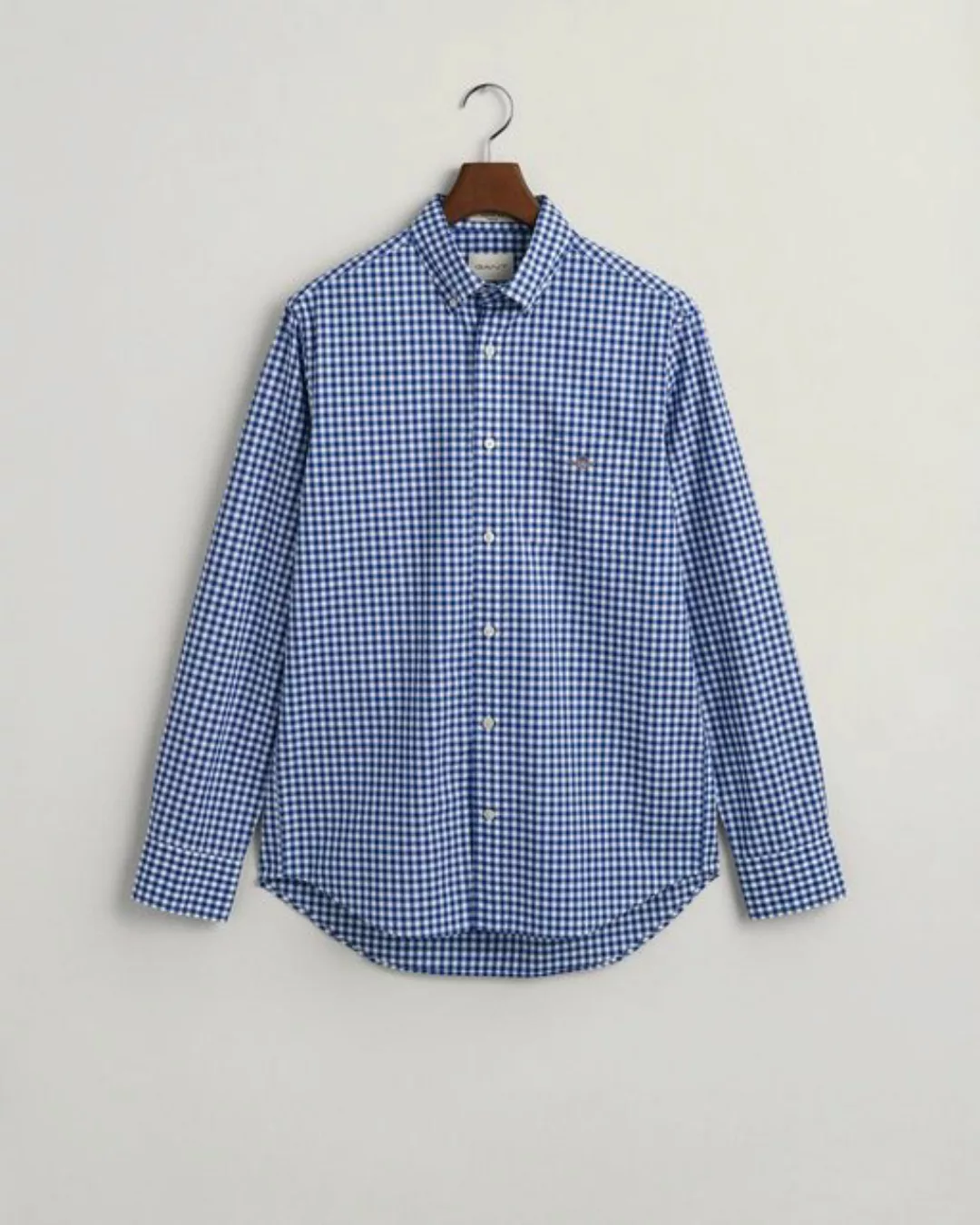 Gant Langarmhemd REG POPLIN GINGHAM SHIRT mit Logostickerei auf der Brust günstig online kaufen