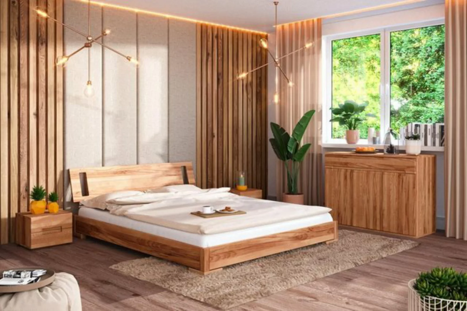Natur24 Einzelbett Bett Bento 15 Kernbuche massiv 120x200 mit Holzkopfteil günstig online kaufen