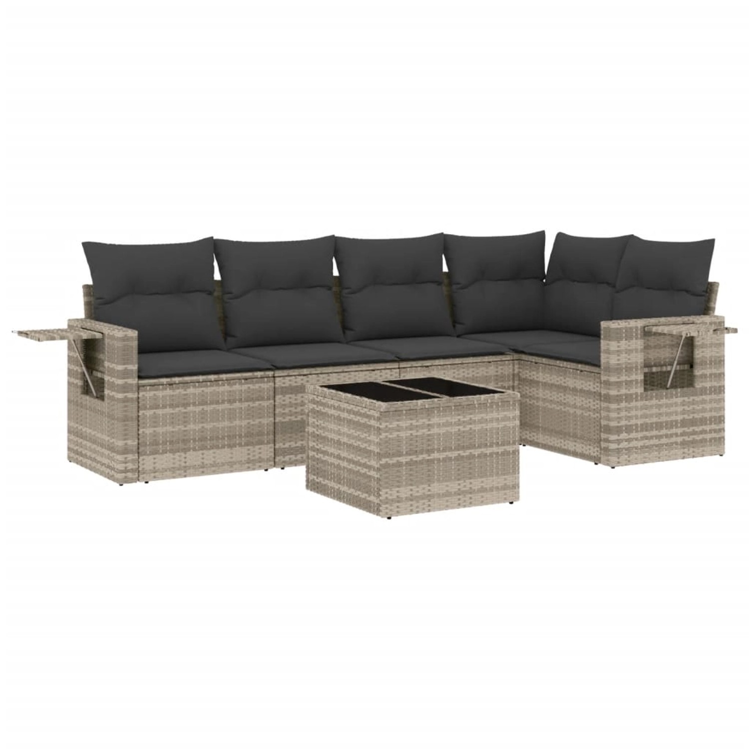 vidaXL 6-Tlg Garten-Sofagarnitur mit Kissen Hellgrau Poly Rattan 3252479 günstig online kaufen
