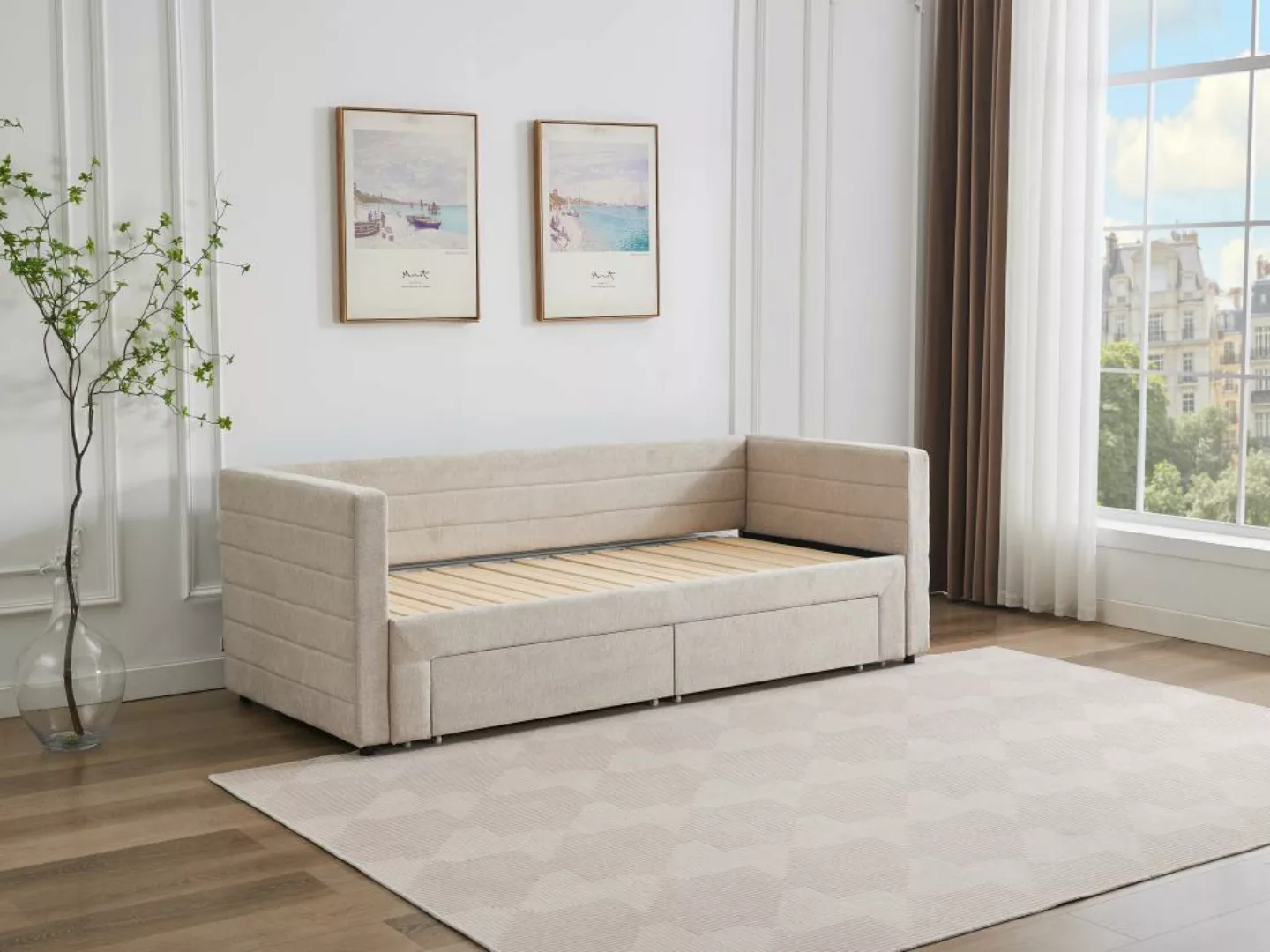 Ausziehbett + Matratzen - 2 x 80 x 200 cm - Mit ausziehbarem Lattenrost & S günstig online kaufen