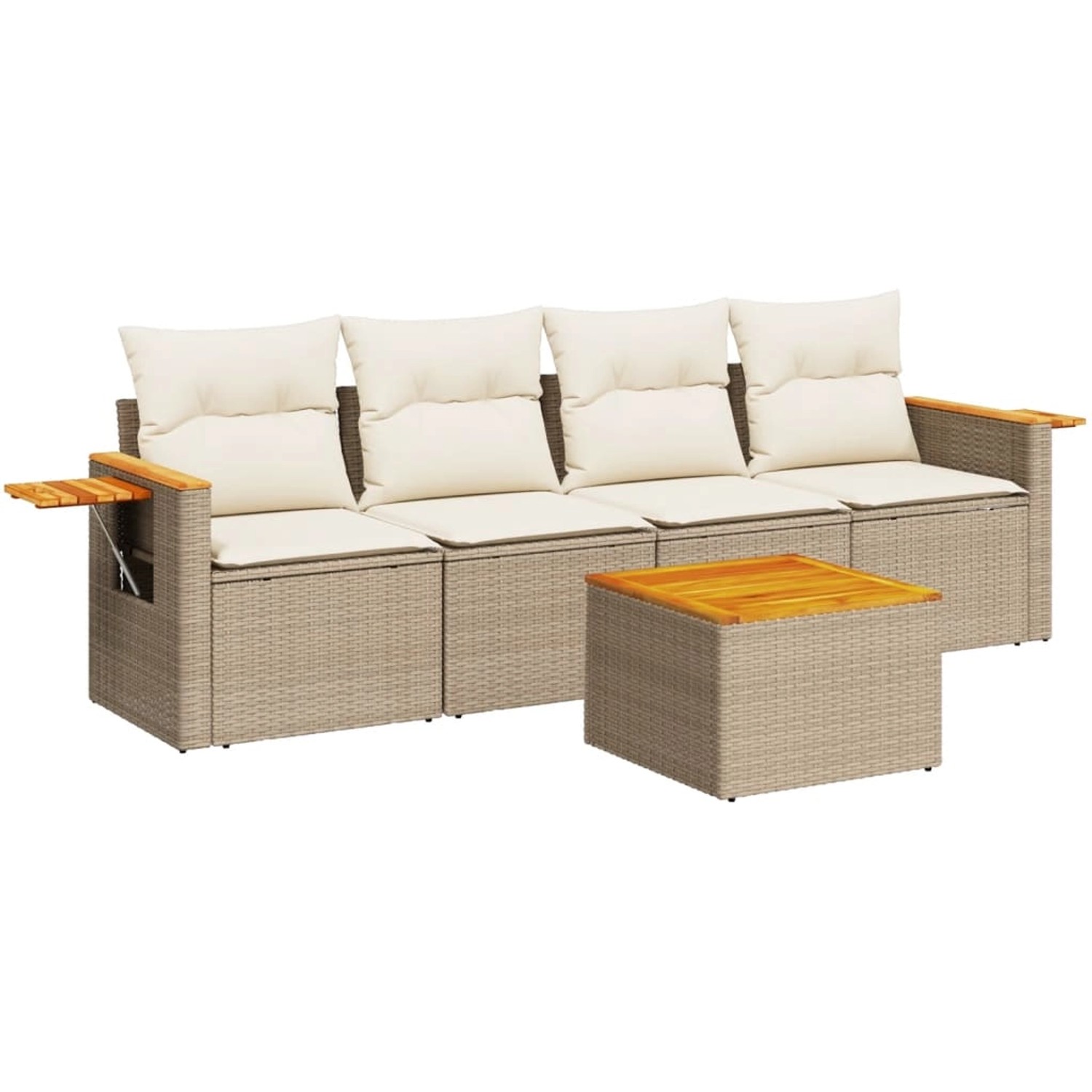 vidaXL 5-Tlg Garten-Sofagarnitur mit Kissen Beige Poly Rattan 3259020 günstig online kaufen