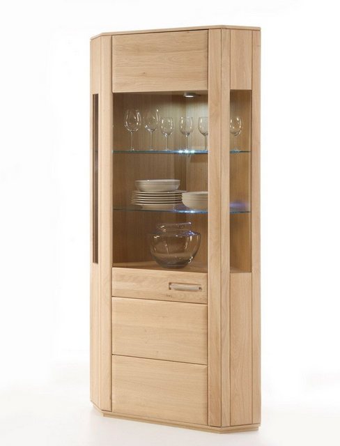 expendio Vitrine Senta 6 Eiche bianco teilmassiv 69x209x38 vormontiert mit günstig online kaufen