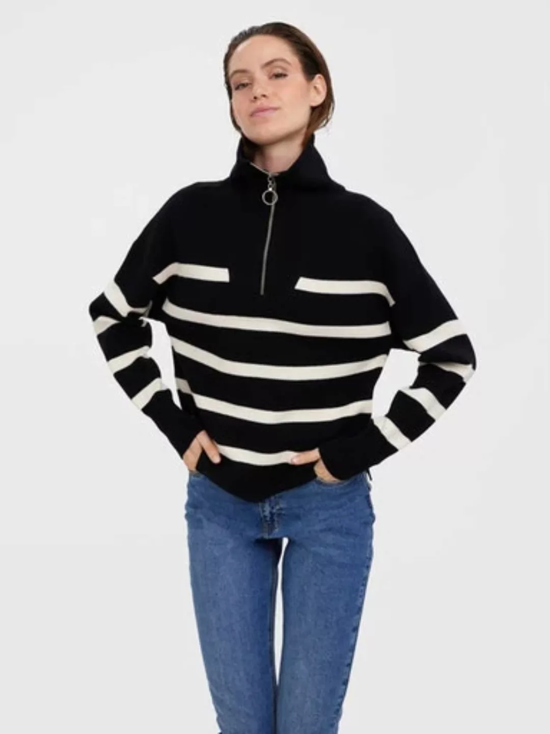 Vero Moda Troyer "VMSABA STRIPE LS HIGHNECK BLOUSE GA NOOS" günstig online kaufen