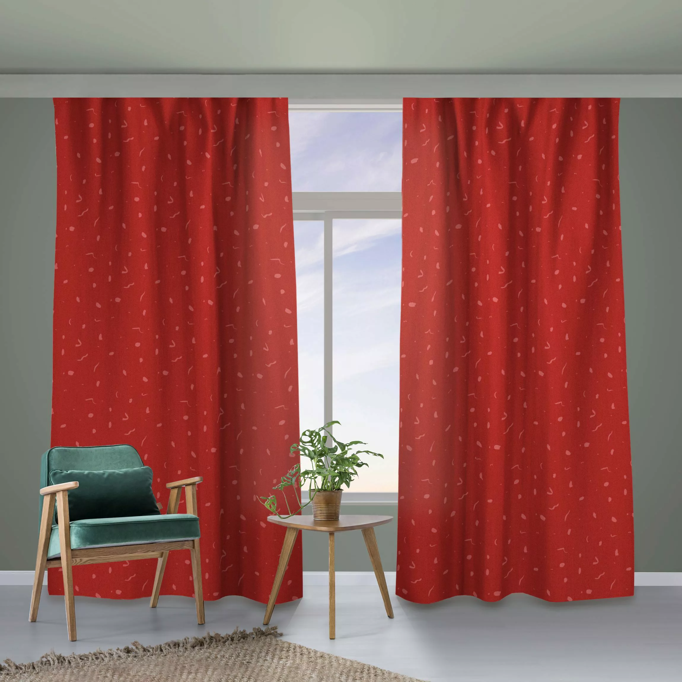 Vorhang Abstraktes Monochrom Muster - Rot günstig online kaufen