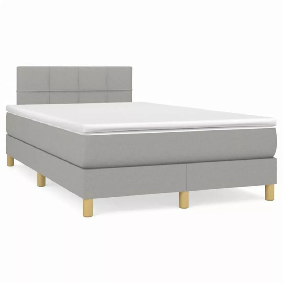 furnicato Bett Boxspringbett mit Matratze Hellgrau 120x200 cm Stoff günstig online kaufen